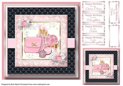 8x8 Pinkaholic 9 Topper with gift tag and sentiments