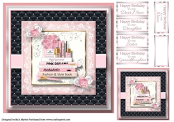 8x8 Pinkaholic 12 Topper with gift tag and sentiments 