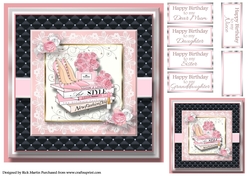 8x8 Pinkaholic 15 Topper with gift tag and sentiments
