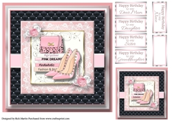 8x8 Pinkaholic 16 Topper with gift tag and sentiments 