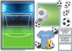 A5 Man City - Card Front with Toppers, sentiments and decoupage  