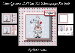 8x8 Cute Gnome 2 Decoupage Mini Kit - x4 A4 sheets