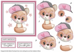 14x14cm Cutie Pie Large Topper with Decoupage & Sentiments 