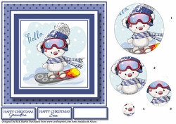 7x7 Snowboarding Ted - Circle Pyramage with sentiments