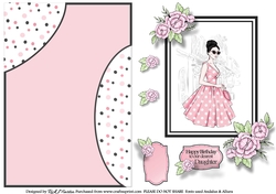 A5 Lady in Pink Card Front with Sentiments