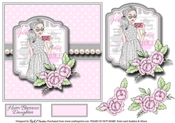 7x7 Selfie Queen Card Front with Topper, Decoupage & Sentiments