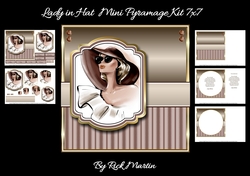 7x7 Lady in Hat Card Front with Pyramage Mini Kit - x5 A4 sheets