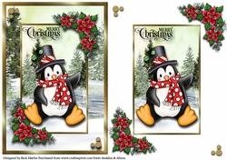 A5 Snowy Scene Penguin 1 - Card Front & Topper