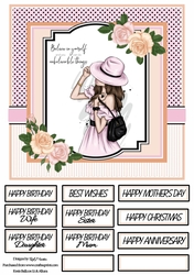 8x8 Elegant Lady Card Front -with female sentiments 