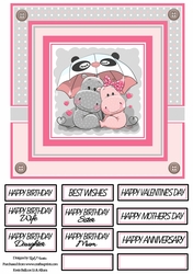 8x8 Happy Hippos Card Front - with mixed sentiments