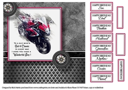 8x8 Red Racing Bike Card Front with sentiments