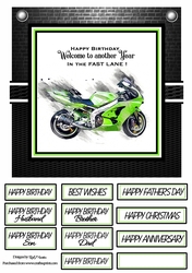 8x8 In the Fast Lane 1 Green - Cardfront with sentiments