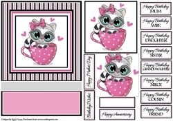 A5 Cup of Love Card Front with toppers and sentiments