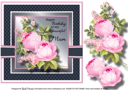8X8 My Beautiful Mum Floral Card Front with decoupage 