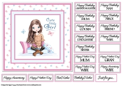 7x7 Cute Little Girl Card Front with sentiments