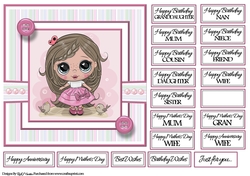 7x7 Pretty Princess Poppit Girl Card Front with sentiments