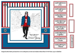 8x8 Forever Young Red & Blue Card Front with sentiments