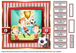 8x8 Footy Friends Card Front with sentiments 