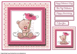 8x8 Teddy with Flowers Card Front and sentiments
