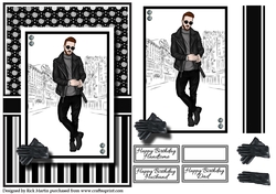 A5 Handsome Card Front with Topper and Sentiments