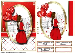 A5 Valentines Love Card Front, Topper and sentiments