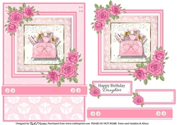 A5 Pinkaholic 4 Card Front, Topper and sentiments