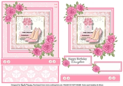 A5 Pinkaholic 7 Card Front, Topper and sentiments
