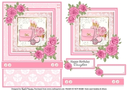 A5 Pinkaholic 9 Card Front, Topper and sentiments