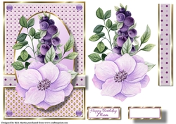 A5 Feathers & Flowers Card Front, Decoupage and sentiments