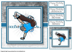 8x8 Breakdancing Dude Card Front Gift Tag & Sentiments