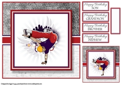 8x8 Breakdancing Dude 2 Card Front Gift Tag & Sentiments 