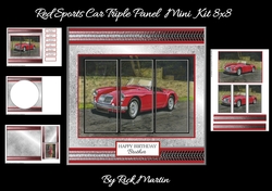 8x8 Red Sports Car Triple Panel Mini Kit - x4 A4 sheets 