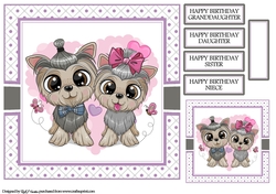 8x8 Cute Pooches Card Front Gift Tag & Sentiments