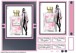 A5 Paris Perfume Card Front Topper & Sentiments 
