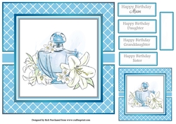 8x8 Perfume & Lillies Card Front, Gift Tag & Sentiments 