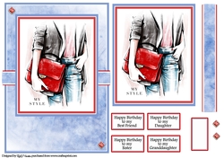 A5 My Style 3 Card Front, Gift Tag & Sentiments