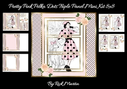8x8 Pretty Pink Polka Dot Triple Panel Mini Kit - x5 A4 sheets