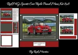 8x8 Red MG Sports Car Triple Panel Mini Kit - x4 A4 sheets