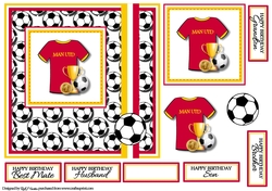 7x7 Man Utd Card Front, Topper & Decoupage with Sentiments