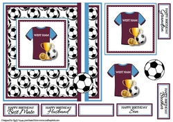 7X7 West Ham Card Front, topper, Decoupage & Sentiments