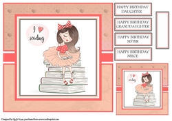 8X8 I Love Reading Card Front, Tag & Sentiments 