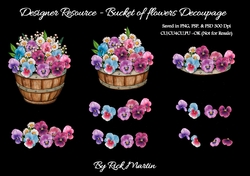 Bucket of Flowers Designer Resource Decoupage - 7 layers