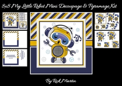 8x8 My Little Robot Mini Decoupage & Pyramage Kit - x5 A4 sheets