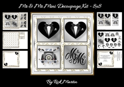 8x8 Mr & Mr Mini Decoupage Kit - x6 A4 sheets