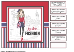 8x8 London Fashion Card Front & Sentiments