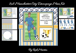 8x8 Manchester City Decoupage Mini Kit - x5 A4 sheets