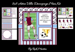 8x8 Aston Villa Decoupage Mini Kit - x5 A4 sheets