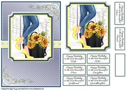 A5 A bag full of daffodils Card Front, Topper and Sentiments