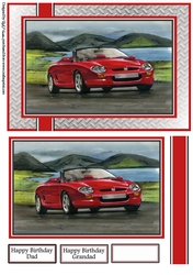 A5 Red Sports Car Card Front, Topper & Sentiments 