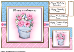 8x8 Flowers are Happiness Card Front, Tag & Sentiments